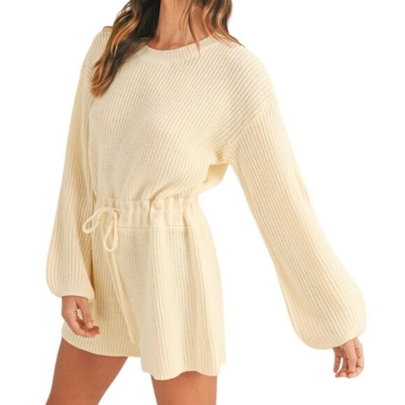 Yellow Spring Ribbed Sweater Romper - Picture 3 of 10